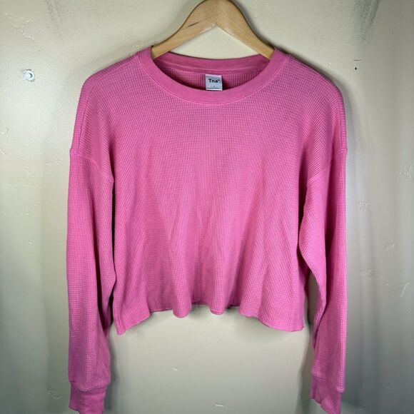 Aritzia TNA Waffle Knit Long Sleeve Barbie Pink Size Small Activewear Outdoor - Picture 1 of 6